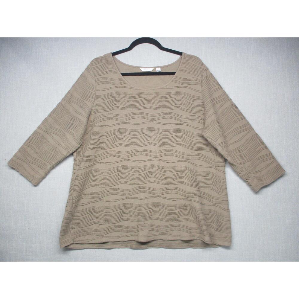 Liz Claiborne Brown Wavy Texture Textured‎ Shirt Womens Size 2X